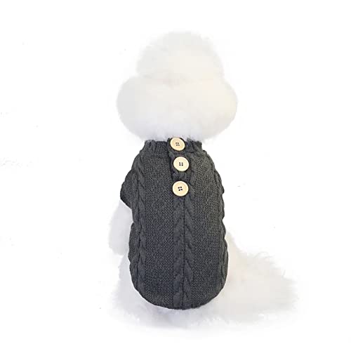 Winter Hund Warm Sweater Welpe Kleidung Kleine Hunde Chihuahua Strickpullover Rollkragenpullover 【M Grau】 von OYUEGE