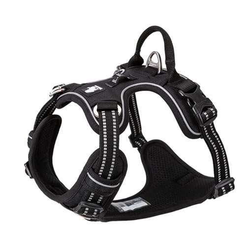 Hundegeschirr Ohne Ziehen, Reflektierende Hundeweste mit Clip Vorne und Weich Gepolstertem Vertikalem Griff, 3 Leinenbefestigungen für Kleine, Mittelgroße und Große Hunde,B-Small Hundegeschirr Ohne Ziehen, Reflektierende Hundeweste mit Clip Vorne und Weich Gepolstertem Vertikalem Griff, 3 Leinenbefestigungen für Kleine, Mittelgroße und Große Hunde,B-Small von OYWEHECE