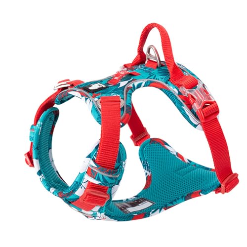 Hundegeschirr Ohne Ziehen, Reflektierende Hundeweste mit Clip Vorne und Weich Gepolstertem Vertikalem Griff, 3 Leinenbefestigungen für Kleine, Mittelgroße und Große Hunde,X-Medium von JBNCRYGD