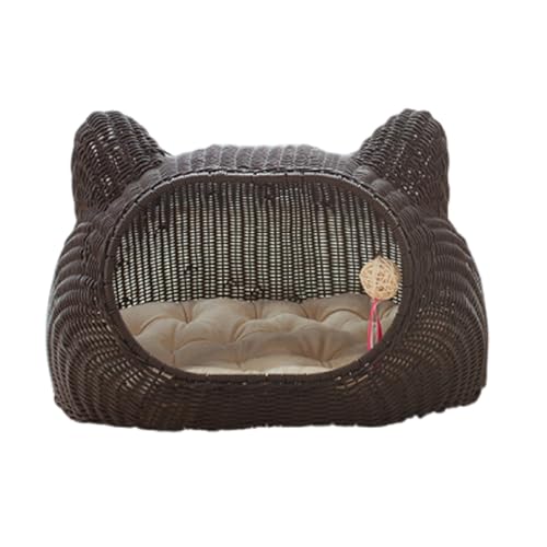 Sommer Handgemachtes Gewebtes Haustierbett Rattan Korb Katzenbett Korb Hausbett Schlafbett für Waschbares Haustierhaus Nest Indoor Katze,B-L Sommer Handgemachtes Gewebtes Haustierbett Rattan Korb Katzenbett Korb Hausbett Schlafbett für Waschbares Haustierhaus Nest Indoor Katze,B-L von OYWEHECE