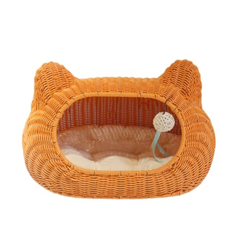Sommer Handgemachtes Gewebtes Haustierbett Rattan Korb Katzenbett Korb Hausbett Schlafbett für Waschbares Haustierhaus Nest Indoor Katze,D-L Sommer Handgemachtes Gewebtes Haustierbett Rattan Korb Katzenbett Korb Hausbett Schlafbett für Waschbares Haustierhaus Nest Indoor Katze,D-L von OYWEHECE
