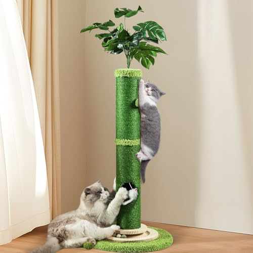 OYX Kratzbäume für Indoor-Katzen, 106,9 cm hohe Monstera-Katzenkratzbaum, unteres Mausloch und interaktive Ballbahn, oberer hängender interaktiver Ball für große Katzen, Kätzchen und alle Arten von OYX Kratzbäume für Indoor-Katzen, 106,9 cm hohe Monstera-Katzenkratzbaum, unteres Mausloch und interaktive Ballbahn, oberer hängender interaktiver Ball für große Katzen, Kätzchen und alle Arten von von OYX