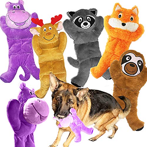 OYYXNN Hundespielzeug aus Plüsch, 30,5 cm, Quietschspielzeug für mittelgroße bis große Rassen, inklusive Waschbär, Elch, Nilpferd, Fuchs, Faultier von OYYXNN
