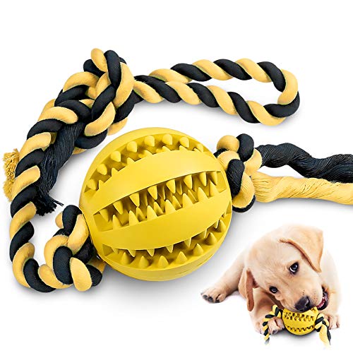 OYYXNN Interaktives Hundespielzeug, Kauspielzeug Ball für kleine und mittelgroße Hunde, IQ Leckerli-Dosierung, Puzzle-Welpen-Freund, robuster Gummi-Ball, Beste Reinigung der Zähne, Hundebälle von OYYXNN