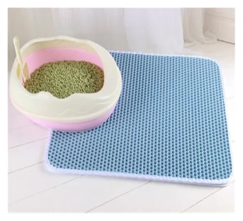 Katzentoilettenmatte mit Geschenk, doppellagig, wasserdicht, rutschfest, Sand, waschbar, Bettmatte, Reinigungspad, Produkte (blau) von OZLIYY