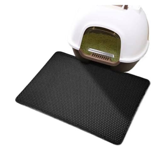 Katzentoilettenmatte mit Geschenk, doppellagig, wasserdicht, rutschfeste Sand-Katzenunterlage, waschbare Bettmatte, saubere Unterlage, Produkte (schwarz) von OZLIYY