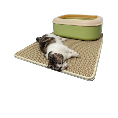 OZLIYY Katzenstreu-Matte, 45 x 60 cm, doppellagig, waschbar, Katzenmatte, Matratzen, leicht zu reinigen, Matte unter der Katzentoilette, Haustierprodukte (Khaki, L) von OZLIYY