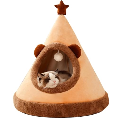 Tragbares Katzen-Iglu, Katzenhöhlenbett, dreieckiges Haustier, gemütliches und warmes Haustierversteck, Haustierzelt für Katze und Hund von OZLMBERN