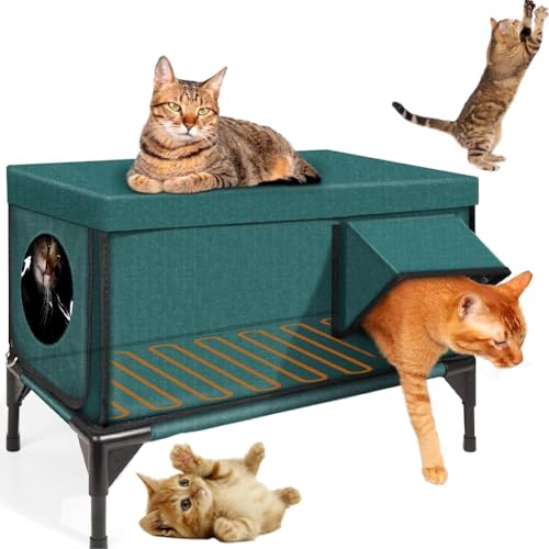 Outdoor Cat House Wasserdicht Isoliert, Katzenhaus Mit Zwei Ausgängen, Erhöhtem Basis -Katzenhaus, Sicheres Fluchttür Und Magnetschloss Für Wilde Scheunenkatze,L Outdoor Cat House Wasserdicht Isoliert, Katzenhaus Mit Zwei Ausgängen, Erhöhtem Basis -Katzenhaus, Sicheres Fluchttür Und Magnetschloss Für Wilde Scheunenkatze,L von OZPPM