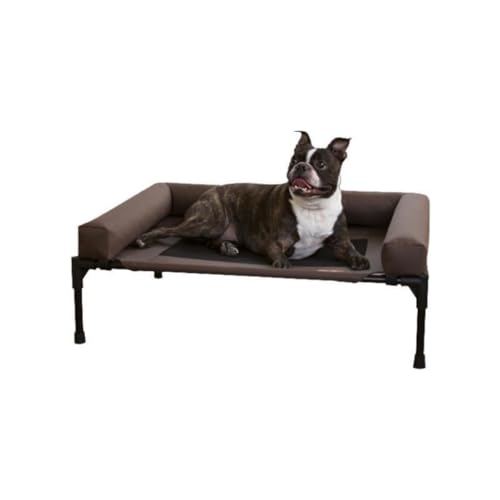 OZWYCY Haustierbett Haustier-Campingbett, abnehmbar und waschbar, mit seitlichem Zwinger, Sommer-Katzenbett, Hundebett über dem Boden Katzennest(Brown,81 * 63 * 18cm) von OZWYCY