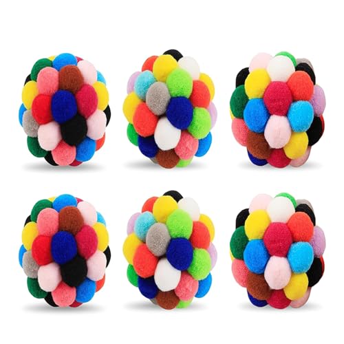 Oadnijuie Bunte Katzen, Kauspielzeug, Ballform, sicher, verbessert die Stimmung, Spielzeug mit Klang, verbessert die Stimmung, Geschenk für Kätzchen, Katzen, Spielzeugball, 6 Stück Oadnijuie Bunte Katzen, Kauspielzeug, Ballform, sicher, verbessert die Stimmung, Spielzeug mit Klang, verbessert die Stimmung, Geschenk für Kätzchen, Katzen, Spielzeugball, 6 Stück von Oadnijuie