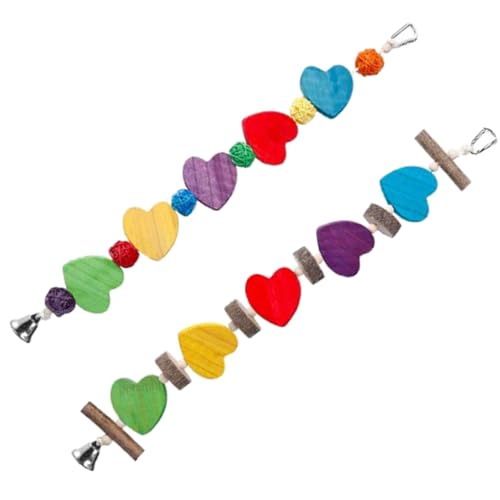 Papageienspielzeug, Vogelkäfig-Spielzeug, herzförmiger Holzblock, Kauspielzeug für Vögel, Vogelkäfig, hängendes Puzzle, Spielzeug, Vogelkäfig-Zubehör zum Kauen, 2 Stück Papageienspielzeug, Vogelkäfig-Spielzeug, herzförmiger Holzblock, Kauspielzeug für Vögel, Vogelkäfig, hängendes Puzzle, Spielzeug, Vogelkäfig-Zubehör zum Kauen, 2 Stück von Oadnijuie