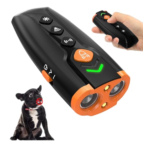 Anti-Bell-Gerät für Hunde, Ultraschall-Abschreckungsgerät Gegen Hundebellen, 8m Reichweite, Handheld Antibell Ultraschall mit LED-Taschenlampe,Wiederaufladbar Ultraschall-Bellstopper (Schwarz.) von Oamger