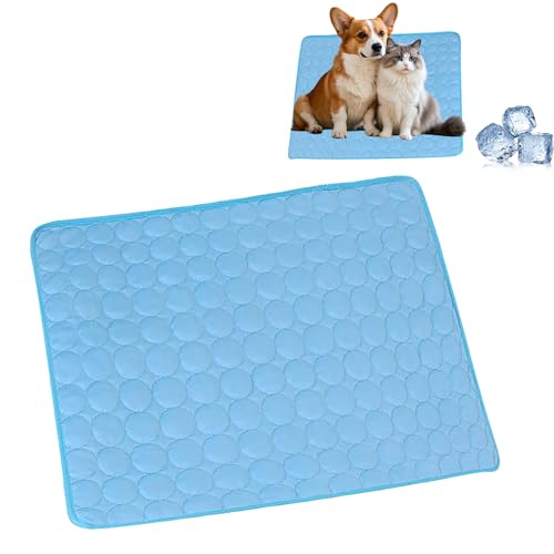 Kühlmatte für Hunde, Frischematte für Hunde, Pet Cooling Ice Matt, wasserdicht und leicht zu reinigen, kühlend, für Sommer, Haustiere, drinnen und draußen (Blau, M) von Oamger