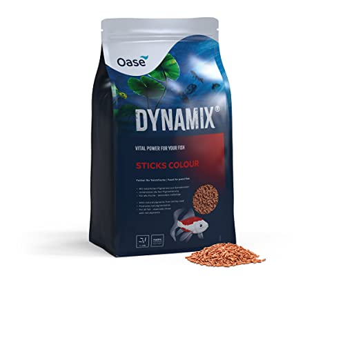 OASE Dynamix Sticks Colour 20 L, Fischfutter, Teichfischfutter, Brillianz und intensive Farbe bei rotfarbigen Fischen, gleichmäßiges Wachstum, schillernde Farben, natürliche Pigmente aus Garnelenmehl von Oase