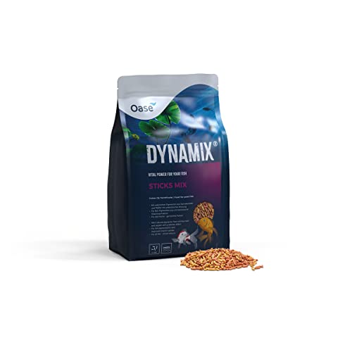 OASE Dynamix Sticks Mix 8 L, Fischfutter, Teichfischfutter, ideal bei gemischter Haltung von natur- und rotfarbigen Fischen, gleichmäßiges Wachstum, schillernde Farben, verbesserte Vitaminaufnahme von Oase