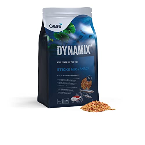 OASE Dynamix Sticks Mix Plus Snack 20 L, Fischfutter, Teichfischfutter, unterstützt die Schuppenbildung, ideal bei gemischter Haltung von natur- und rotfarbigen Fischen, gleichmäßiges Wachstum von Oase