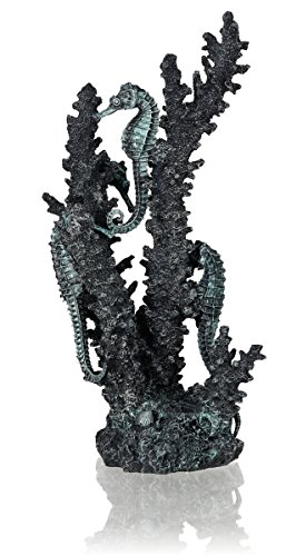 biOrb 55062 Seepferdchen schwarz M - Mittelgroße Seepferdchen-Skulptur mit Korallen zur individuellen Gestaltung von Süßwasseraquarien und Meerwasseraquarien von biOrb