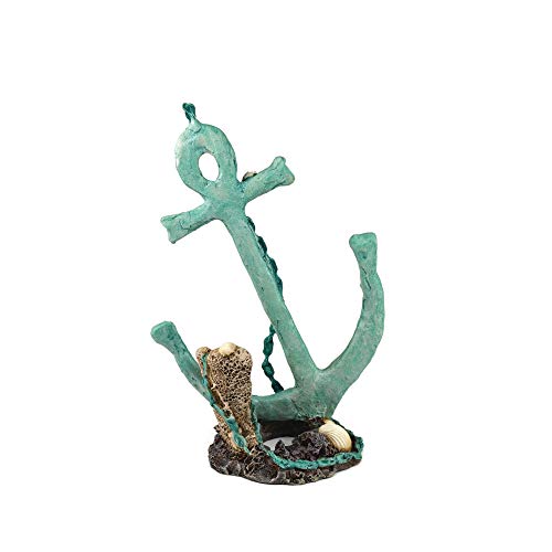 biOrb 46139 Anker Ornament – detaillierte Aquariendekoration in grün/ türkis mit Muschel und Korallen auf einem Felsen | zur maritimen Einrichtung von Süßwasseraquarien und Meerwasseraquarien von biOrb