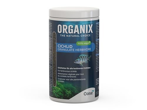 OASE ORGANIX Cichlid Herb. Granulate 1000 ml - Fischfutter, Grünfutter für Herbivore Cichliden, Alleinfuttermittel für Buntbarsche im Aquarium von Oase