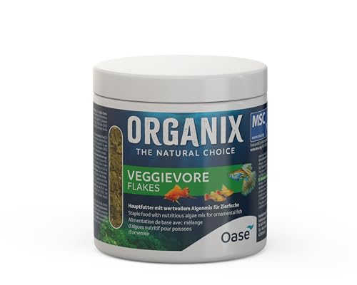 OASE ORGANIX Veggievore Flakes, 500 ml - Fischfutter in Flockenform, für Aquarienfische, Hauptfutter für Zierfische, mit hohem Algenanteil von Oase