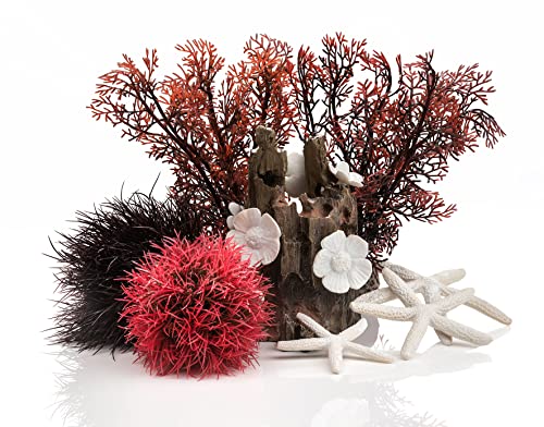 biOrb 48442 Decor Set 15L Red Forest - Aquariendekoration mit realistischen künstlichen Wasserpflanzen, Wurzeln und Steinen | für Süßwasser und Meerwasser von biOrb