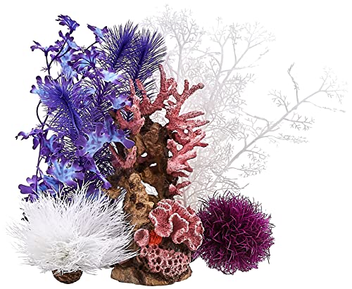 biOrb 48444 Decor Set 30L Pink Ocean - Aquariendekoration mit realistischen künstlichen Wasserpflanzen, Wurzeln und Steinen für schönes Aquariendesign - für Süßwasser und Meerwasser von biOrb