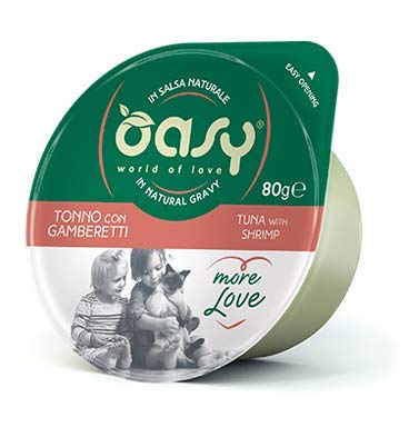 Oasy Cat More Love Thunfisch und Garnelen 24 Green Cup x 80 g von Oasy