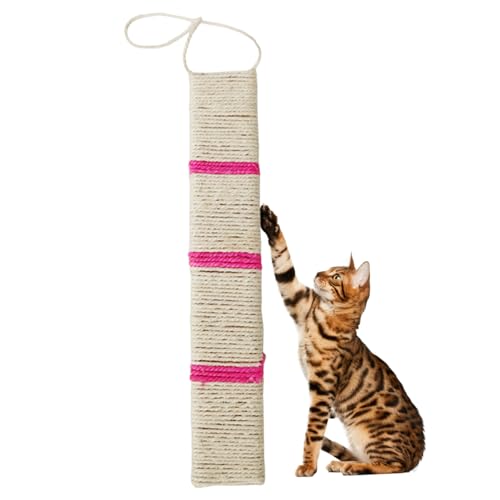 Hängende Katzenkratzer, 17,7 Zoll vertikale Katzenkratzmatte mit hängendes Seil, Hängenden Katzenkratzer für Innenkatzen (zufällige Farbe) von Obelunrp