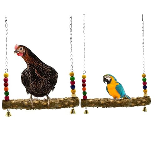 Hühnchen -Coop -Spielzeug, Hühnerschwung 2pcs 12 x 18 Zoll Holzhähnchen -Barsch mit robuster hängendes Metallketten -Hühnchen -Coop -Spielzeug für Hens Rooster -Geflügel -Coop -Accessoires, Spielzeug von Obelunrp