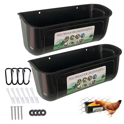 Hühnerfuttermittel -Futtertrog, 2pcs Hühnerfuttermittel, Hühnerwasser -Feeder Große Wassertrog mit Installationszubehör, Hanging Chicken Feeder Eimer für Viehschwarz Hühnerfuttermittel -Futtertrog, 2pcs Hühnerfuttermittel, Hühnerwasser -Feeder Große Wassertrog mit Installationszubehör, Hanging Chicken Feeder Eimer für Viehschwarz von Obelunrp