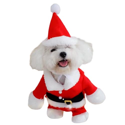 Hund Santa Kostüm, lustiges Weihnachtsmann -Hunde -Outfit mit Weihnachtshut, Urlaub warme Haustierkostüme für Weihnachtsfeier Cosplay (L) von Obelunrp