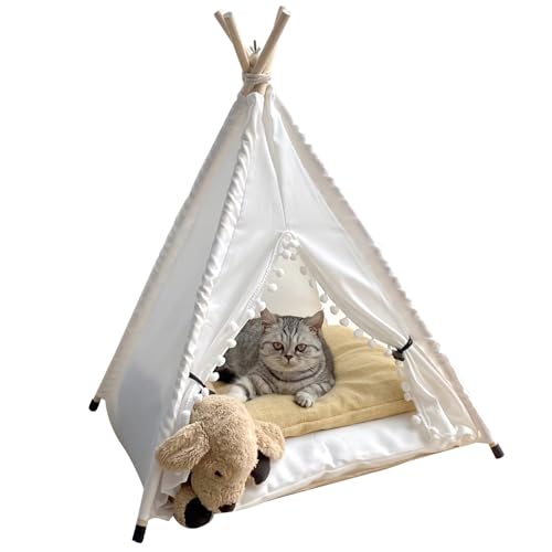 Katzenzelt, halbbezogenes Innenhundzelt mit Mini-Tafel, waschbares Haustier Tipee für kleine Katzen Hunde entspannend Schlafen (19,7 x 17 x 23,6 Zoll) von Obelunrp