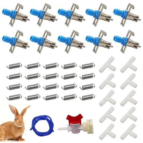 Kit des Kaninchenwässerungssystems umfassen 10 Hühnerwassernippel, ID 5/16 Schlauch, Barbbeschläge zum G1/2 -Gewindeanschluss, den Eimeranschluss des Wasserverbots, Schweinerwassertippel von Obelunrp