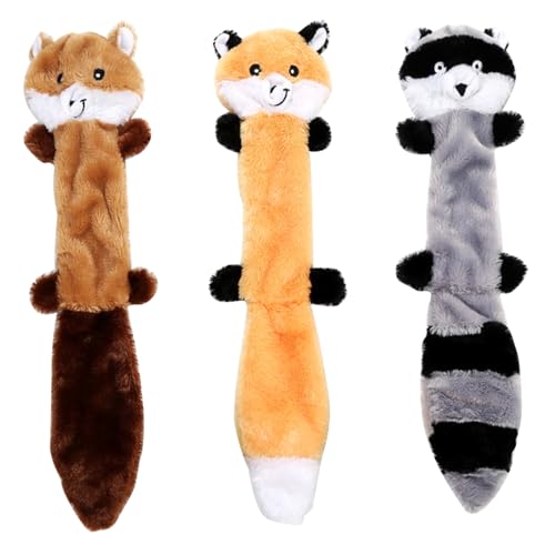 Obelunrp Eichhörnchenhundspielzeug, 3pcs 17,8 Zoll ohne Füllung Plüsch Eichhörnchen Hundespielzeug, Tiere quietschende Hundesspielzeug, Hundekauspielzeug für große mittelgroße Hunde von Obelunrp