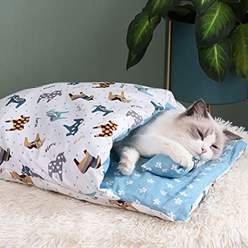 Obelunrp Katze Schlafsack selbstwärme Haustierbettmatte Teppich mit einem Kissen gemütliche Haustierhöhlenbett L, selbstwärmtes Katzenbett, Katzenschlafsack Obelunrp Katze Schlafsack selbstwärme Haustierbettmatte Teppich mit einem Kissen gemütliche Haustierhöhlenbett L, selbstwärmtes Katzenbett, Katzenschlafsack von Obelunrp
