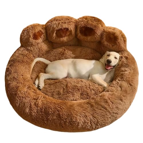Obelunrp Katzenbett 20 Zoll weich warm warmes Fußabdruck Form Hundebett rund mit Dicker Füllung Waschbarer Nicht-Rutsch für Innenkatzen Hunde unter 5 kg, Hund rund von Obelunrp