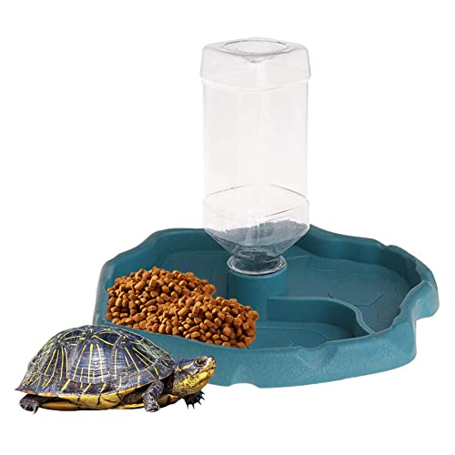 Obelunrp Reptilienfutterwasserschale, 2 in 1 Schildkröten -Automatik -Wasserspender & Lebensmittelfuttermittel, Reptilien -Fütterungsgericht für Eidechsenschildkröten Gecko von Obelunrp