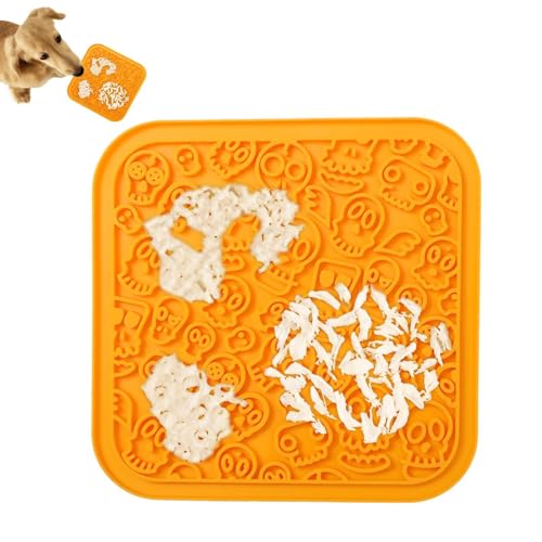 Obesntln Leckmatte für Hunde, kreatives Halloween-Skelett-Design, Leckpad mit Saugnäpfen, rutschfestes, lebensmittelechtes Silikon-Leckpad mit Saugnäpfen, um sie beschäftigt zu halten Obesntln Leckmatte für Hunde, kreatives Halloween-Skelett-Design, Leckpad mit Saugnäpfen, rutschfestes, lebensmittelechtes Silikon-Leckpad mit Saugnäpfen, um sie beschäftigt zu halten von Obesntln