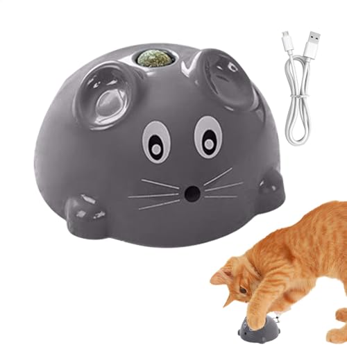 Obesntln Quietschende Mäuse, Katzenspielzeug, Katzenspielzeug, Mäuse, bewegend,Mobile mit Katzengras und Glocke, Katzenmäusespielzeug, wiederaufladbar | Automatisches quietschendes Katzenspielzeug mit von Obesntln