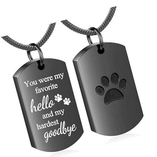 Eleganter Haustier-Urnen-Schmuck, gravierbarer Pfotenabdruck, Hunde- und Katzen-Urnen-Halskette zur Aufbewahrung von Asche, Haaren, Pelzen, Gedenkschmuck, Pfotenabdruck, Tierhaar-Urnen-Halskette von Obotsnoi