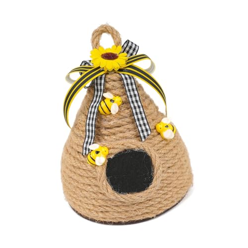 Obotsnoi Gewebtes Seil, Bienenstöcke, Wanddekoration, mit Sonnenblumen und Schleife, Bauernhäuser, Küche, Wohnzimmer, Regale, Dekoration, Sonnenblumen, Bienen, Bienen, Bienenstock, Heimdekoration von Obotsnoi