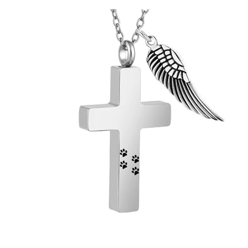 Obotsnoi Halskette mit Urnenanhänger für Haustiere, rostfreies Metall, gekreuzte Urnenanhänger, Halskette mit sicherer Speicheraufbewahrung für Erinnerungen, Urne, Gedenkschmuck von Obotsnoi