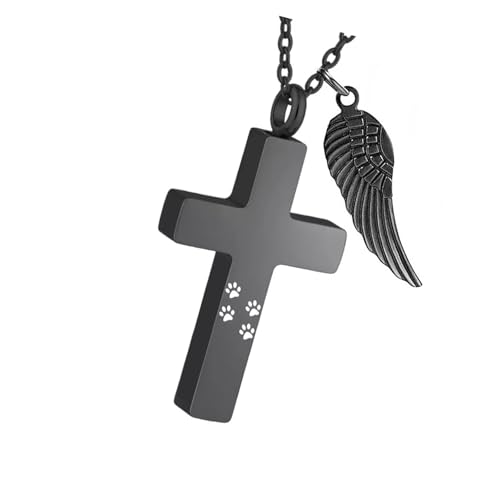 Obotsnoi Halskette mit Urnenanhänger für Haustiere, rostfreies Metall, gekreuzte Urnenanhänger, Halskette mit sicherer Speicheraufbewahrung für Erinnerungen, Urne, Gedenkschmuck von Obotsnoi