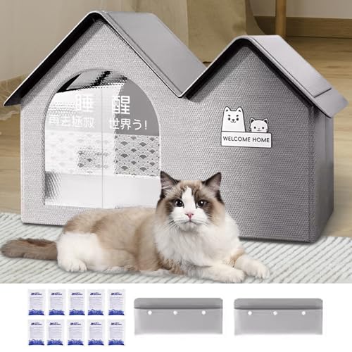 Haustier Kühlhaus, wasserdichte Haustierkühlhäuser, Klimatisierte Hundehütte Für Outdoor Indoor, Belüftetes Katzenkühlhaus, Faltbares Sommer Haustier Kühlhaus Mit Eisbeutel von Ocastuted