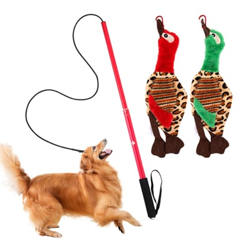 Ocastuted Flirt Pole Hunde, Ausziehbarer Teaser Wand Haustier Flirt Stick Outdoor Interaktives Spielzeug mit 2 klingenden Plüschtieren, Teaser mit Nylonseil Haltegurt Köderspielzeug für Ocastuted Flirt Pole Hunde, Ausziehbarer Teaser Wand Haustier Flirt Stick Outdoor Interaktives Spielzeug mit 2 klingenden Plüschtieren, Teaser mit Nylonseil Haltegurt Köderspielzeug für von Ocastuted