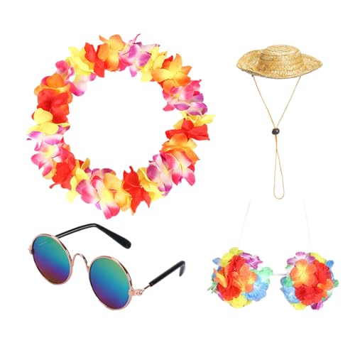 Ocastuted Gänse -Outfit, Gänsekleidung | Hawaiianische Tier -Outfit - Gänse Strohhut und hawaiianische Lei -Kleidung für Gartenhof im Freien von Ocastuted