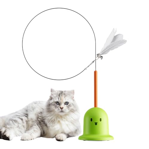 Ocastuted Katzenstab, Saugnapf Kätzchen Saite Spielzeug - Kätzchen Glocken Feder interaktive Teaser für Indoor-Katzen, die Langeweile beseitigen von Ocastuted