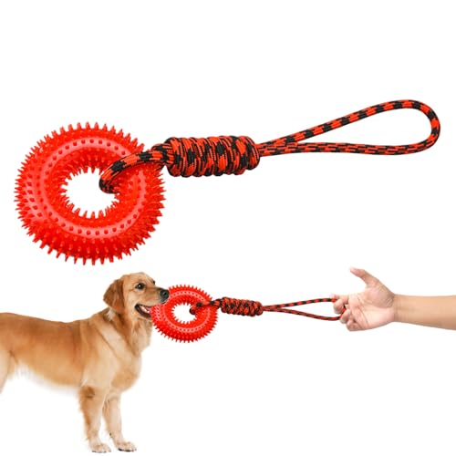 Ocastuted Quietschendes Hundespielzeug für Hunde, stacheliger Ring zum , aggressives , unzerstörbares Hundespielzeug mit Seil für Welpen, zum Zahnen, Langeweile, Linderung der geistigen Ocastuted Quietschendes Hundespielzeug für Hunde, stacheliger Ring zum , aggressives , unzerstörbares Hundespielzeug mit Seil für Welpen, zum Zahnen, Langeweile, Linderung der geistigen von Ocastuted