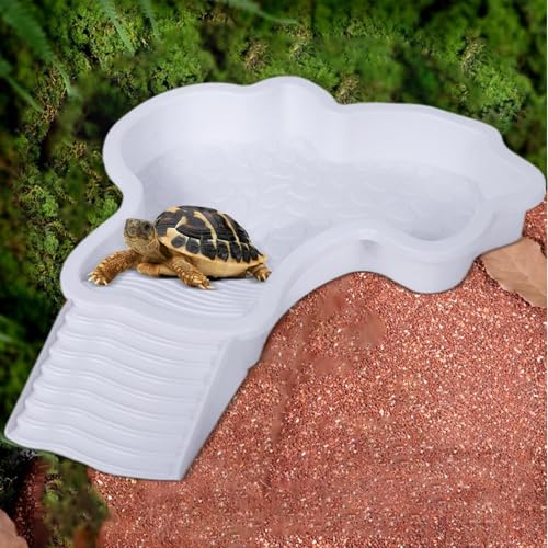 Ocastuted Reptile Habitat Schildkröte Badenbecken Schildkröte Wasserschale mit Rampe Reptilien Wasserschale mit Leiter Lebensraum für Eidechsen ohne Schlauch Deko Schildkröte Wasserschale von Ocastuted